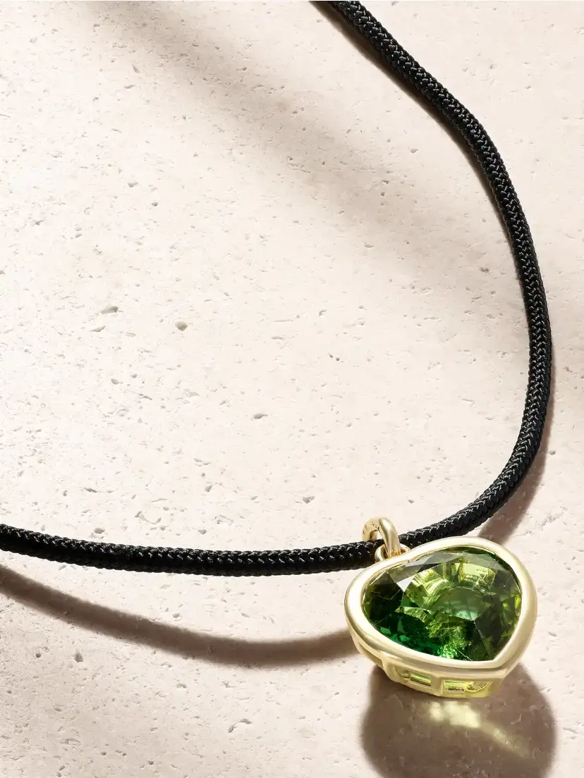 Ileana Makri Heart Of Gaia 18-karat Gold Tourmaline, Diamond And Cord Necklace - Green | Thumbnail 4 Ileana Makri Heart Of Gaia 18-karat Gold Tourmaline, Diamond And Cord Necklace - Green | Thumbnail 4