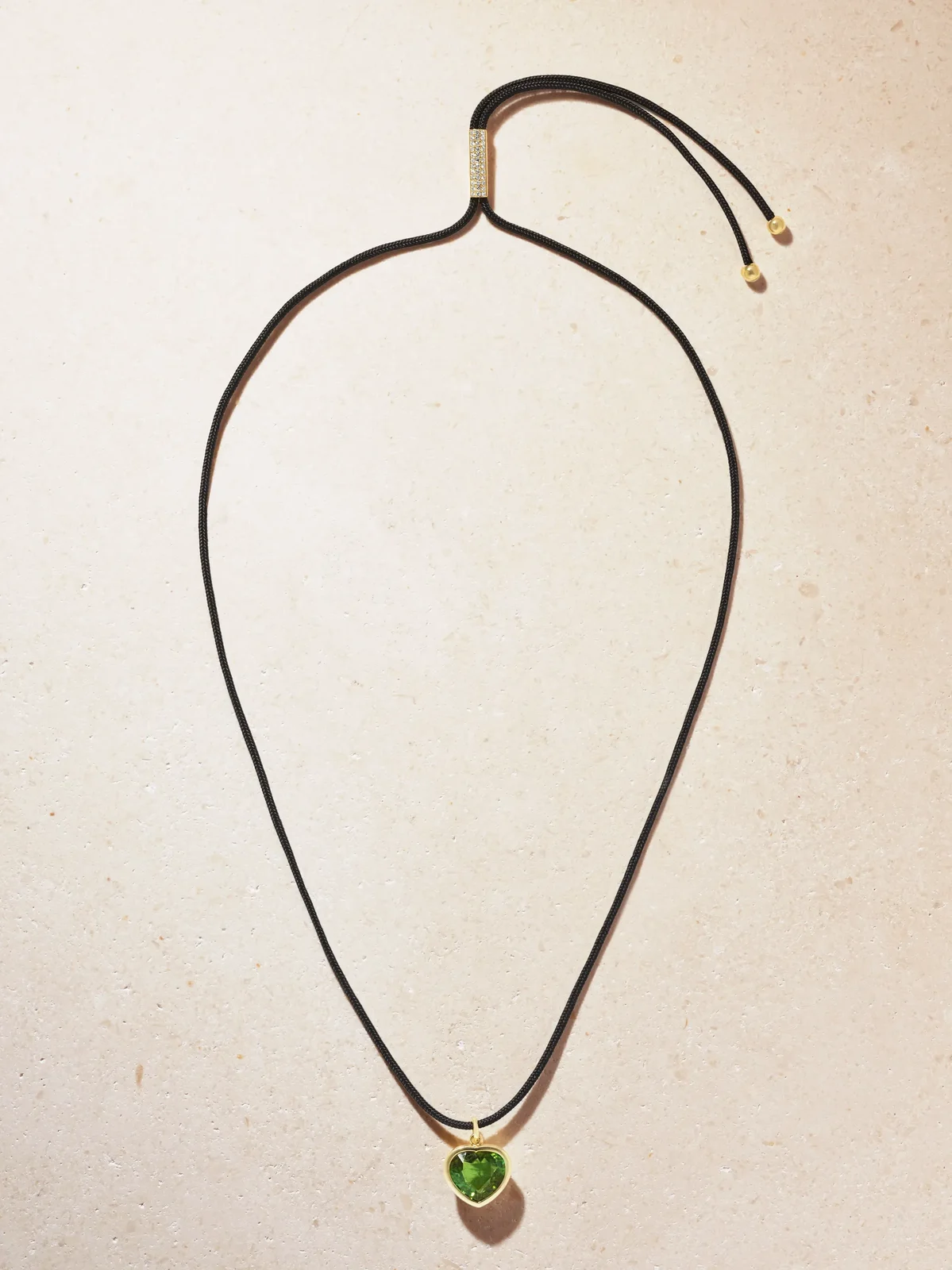 Heart Of Gaia 18-karat Gold Tourmaline, Diamond And Cord Necklace - Green