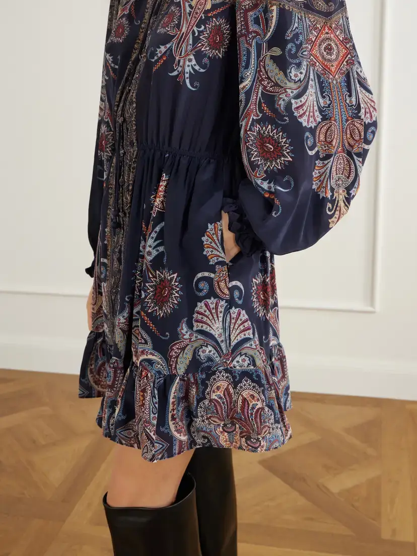 Sea Hyacinth Gathered Paisley-print Crepe Mini Dress | Thumbnail 4 Sea Hyacinth Gathered Paisley-print Crepe Mini Dress | Thumbnail 4