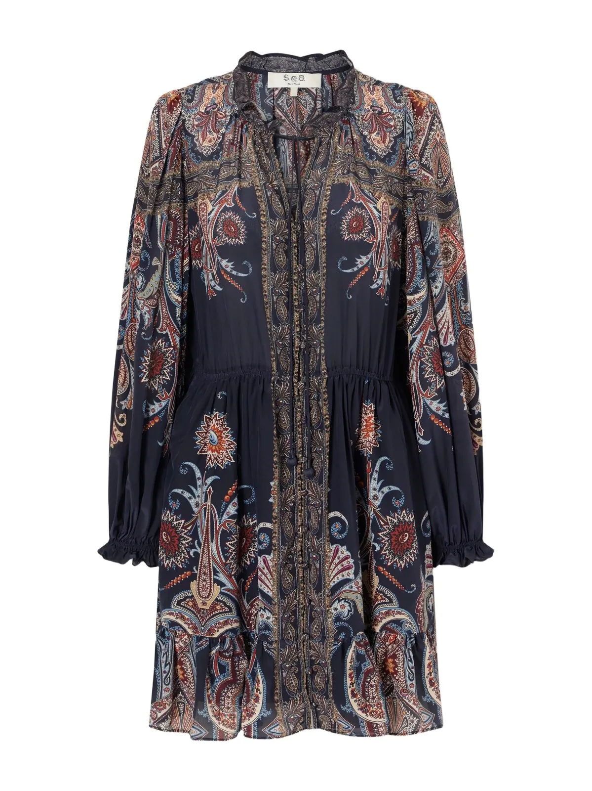 Hyacinth Gathered Paisley-print Crepe Mini Dress Hyacinth Gathered Paisley-print Crepe Mini Dress