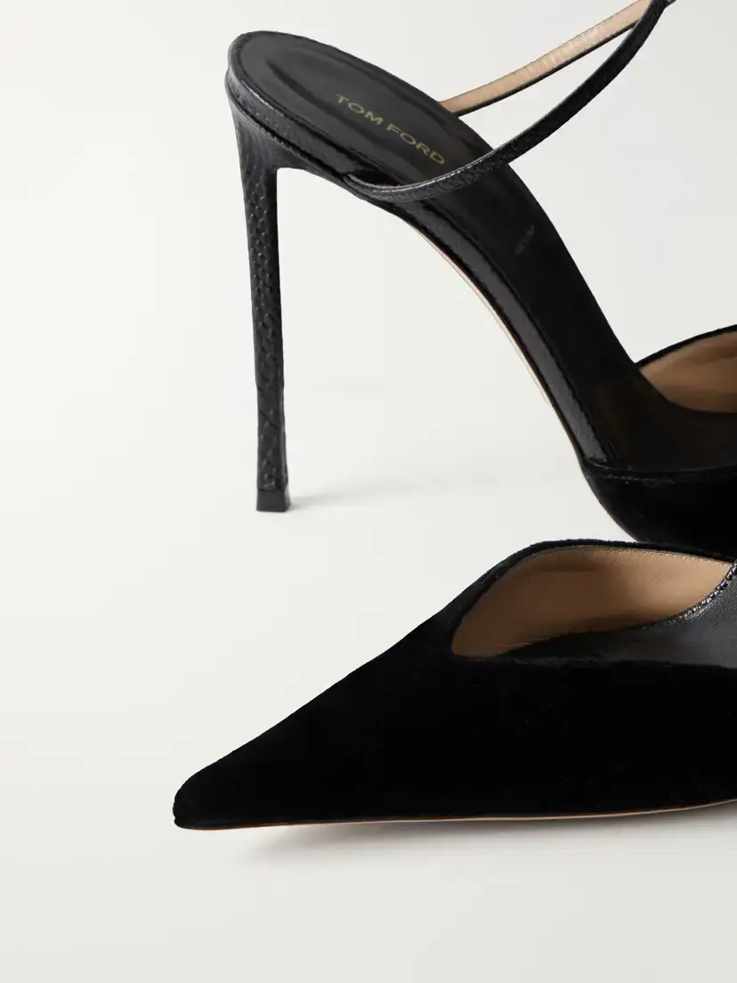 Tom Ford Selen 105 Croc-effect Leather-trimmed Velvet Pumps | Thumbnail 5 Tom Ford Selen 105 Croc-effect Leather-trimmed Velvet Pumps | Thumbnail 5