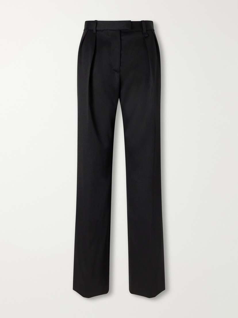 Pleated Wool-blend High-rise Straight-leg Pants Pleated Wool-blend High-rise Straight-leg Pants