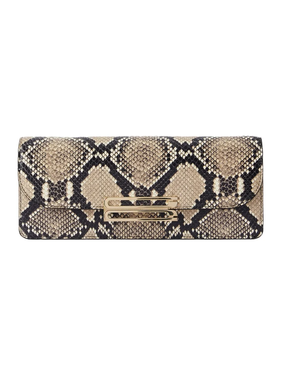 Victoria Beckham Dorian East-west Snake-effect Leather Clutch