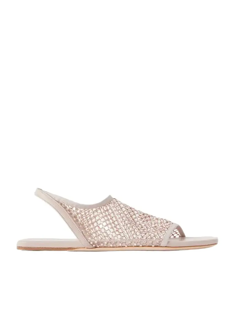 Christopher Esber Minette Crystal-embellished Mesh And Leather Slingback Sandals