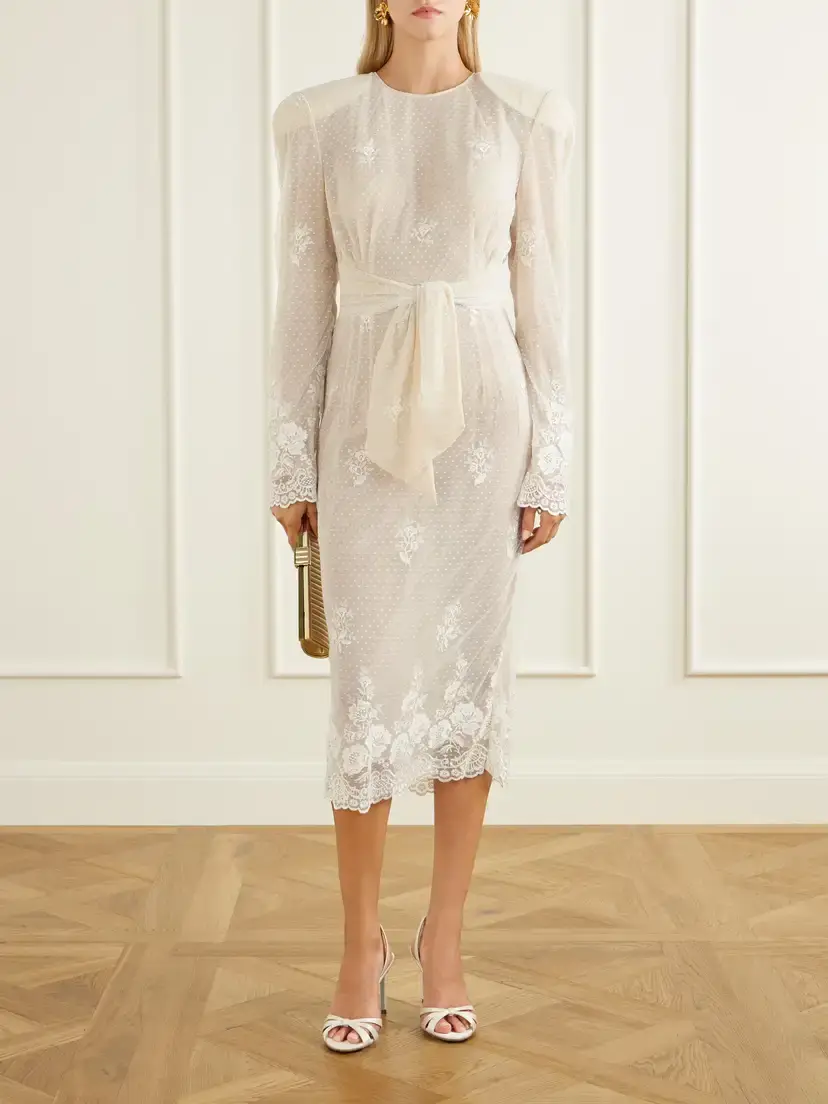 Magda Butrym Lace-trimmed Crepe Midi Dress | Thumbnail 2 Magda Butrym Lace-trimmed Crepe Midi Dress | Thumbnail 2