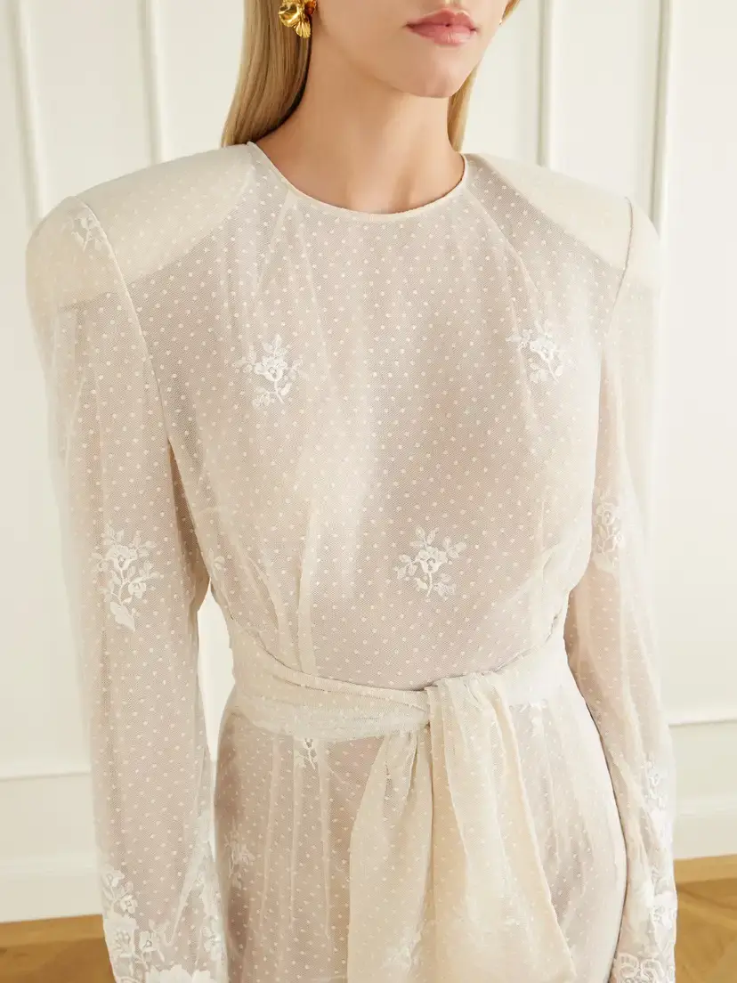 Magda Butrym Lace-trimmed Crepe Midi Dress | Thumbnail 4 Magda Butrym Lace-trimmed Crepe Midi Dress | Thumbnail 4
