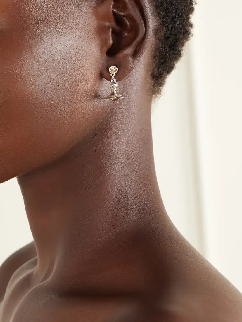 Vivienne Westwood New Petite Orb Silver-tone Cubic Zirconia Earrings | Thumbnail 2 Vivienne Westwood New Petite Orb Silver-tone Cubic Zirconia Earrings | Thumbnail 2