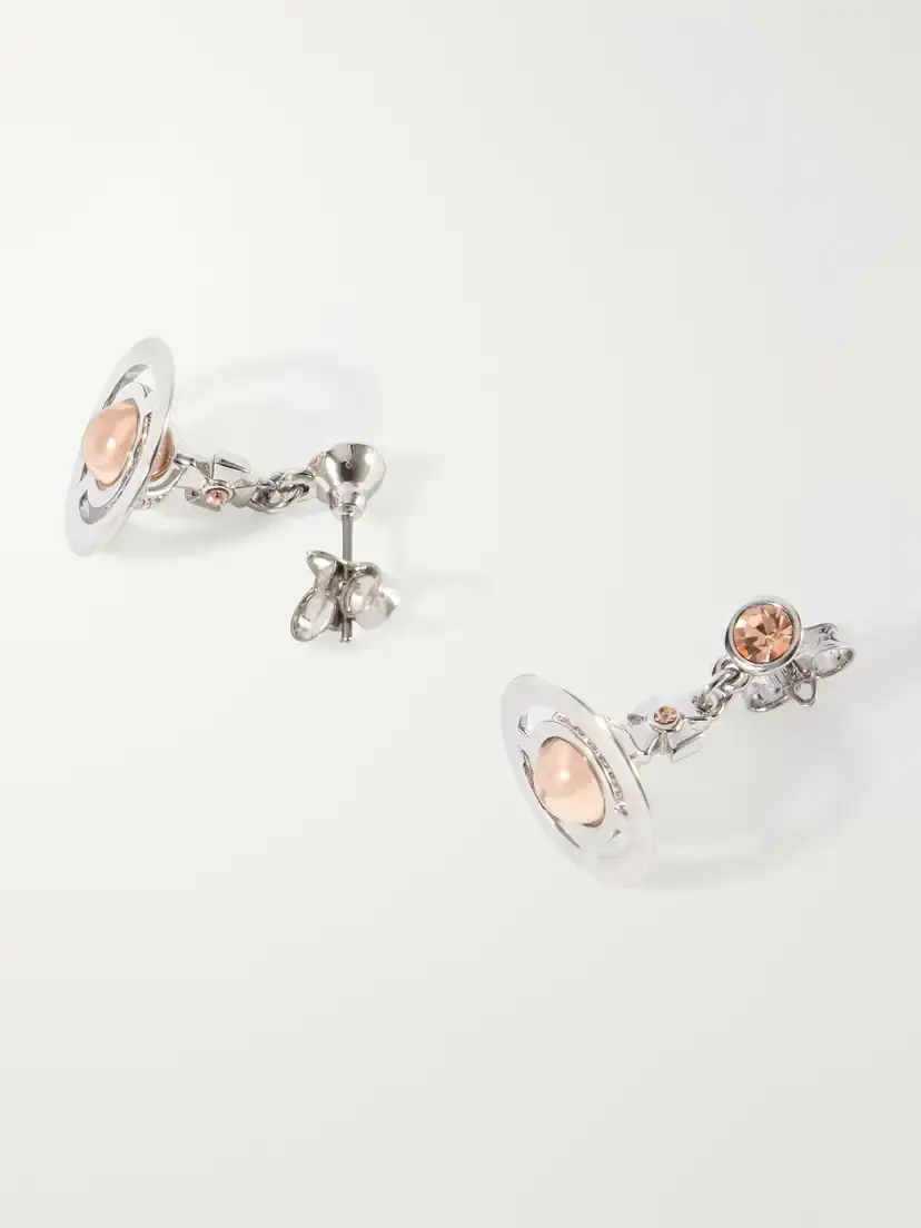 Vivienne Westwood New Petite Orb Silver-tone Cubic Zirconia Earrings | Thumbnail 3 Vivienne Westwood New Petite Orb Silver-tone Cubic Zirconia Earrings | Thumbnail 3