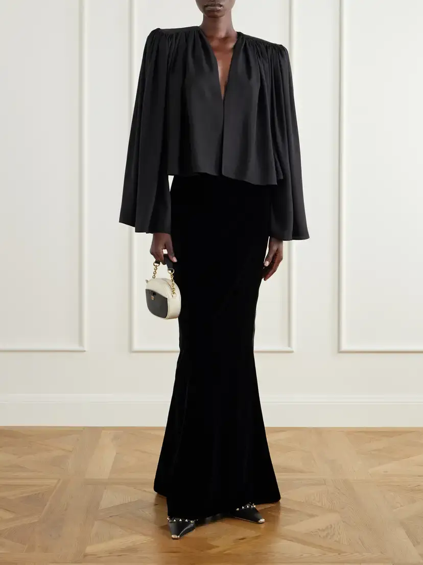 Valentino Garavani Sable Draped Velvet Maxi Skirt | Thumbnail 2 Valentino Garavani Sable Draped Velvet Maxi Skirt | Thumbnail 2