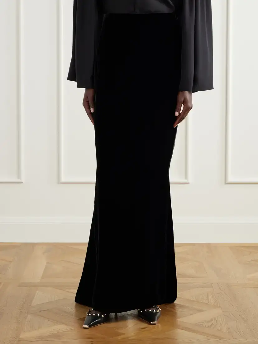 Valentino Garavani Sable Draped Velvet Maxi Skirt | Thumbnail 3 Valentino Garavani Sable Draped Velvet Maxi Skirt | Thumbnail 3