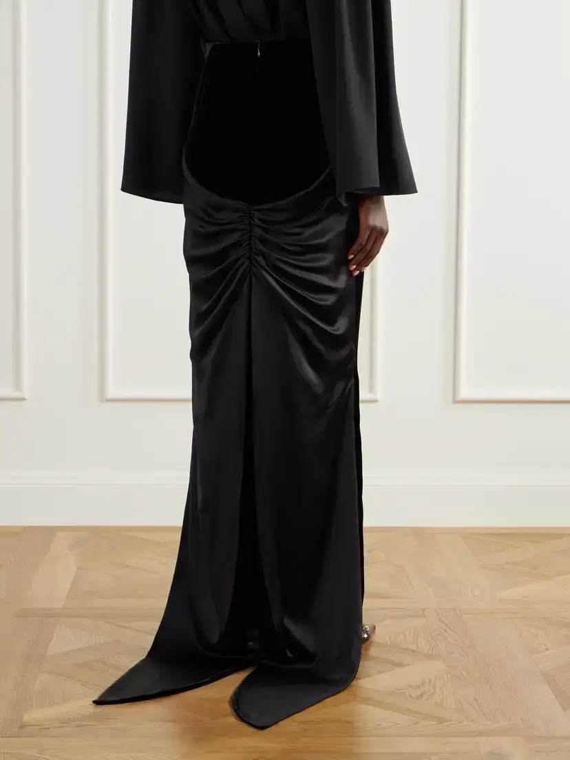 Valentino Garavani Sable Draped Velvet Maxi Skirt | Thumbnail 4 Valentino Garavani Sable Draped Velvet Maxi Skirt | Thumbnail 4