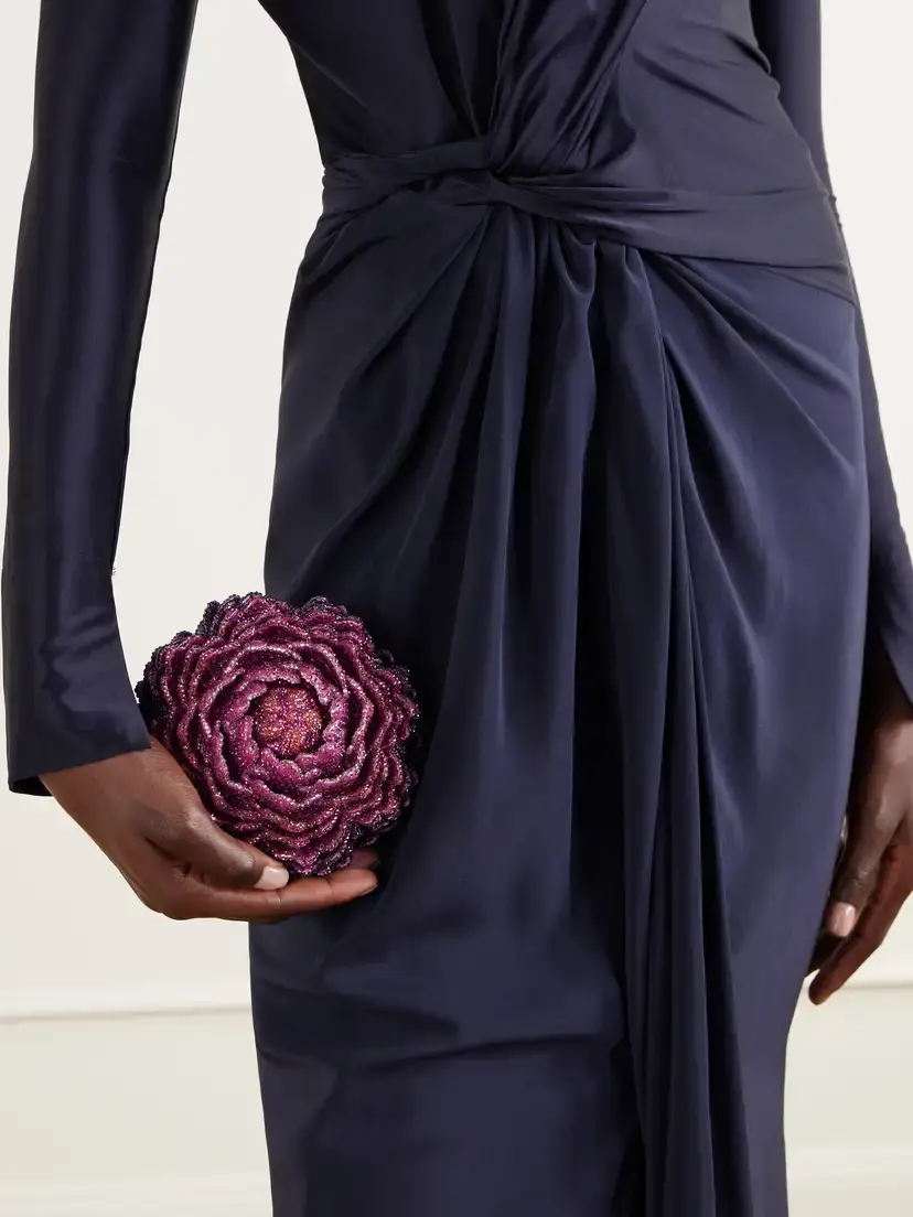 Judith Leiber Couture Peony Belladonna Crystal-embellished Silver-tone Clutch | Thumbnail 2 Judith Leiber Couture Peony Belladonna Crystal-embellished Silver-tone Clutch | Thumbnail 2