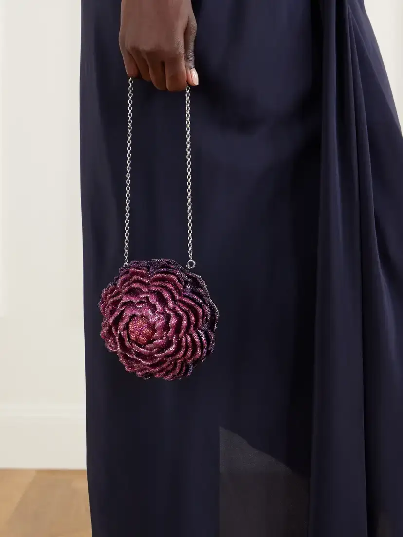 Judith Leiber Couture Peony Belladonna Crystal-embellished Silver-tone Clutch | Thumbnail 5 Judith Leiber Couture Peony Belladonna Crystal-embellished Silver-tone Clutch | Thumbnail 5