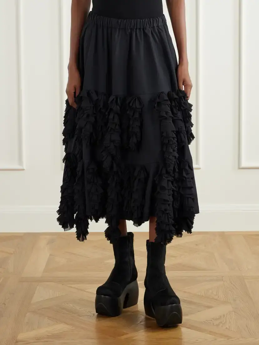 Comme des Garçons Tiered Ruffled Georgette Midi Skirt | Thumbnail 3 Comme des Garçons Tiered Ruffled Georgette Midi Skirt | Thumbnail 3