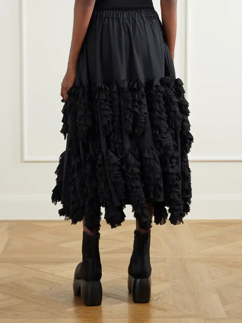 Comme des Garçons Tiered Ruffled Georgette Midi Skirt | Thumbnail 4 Comme des Garçons Tiered Ruffled Georgette Midi Skirt | Thumbnail 4