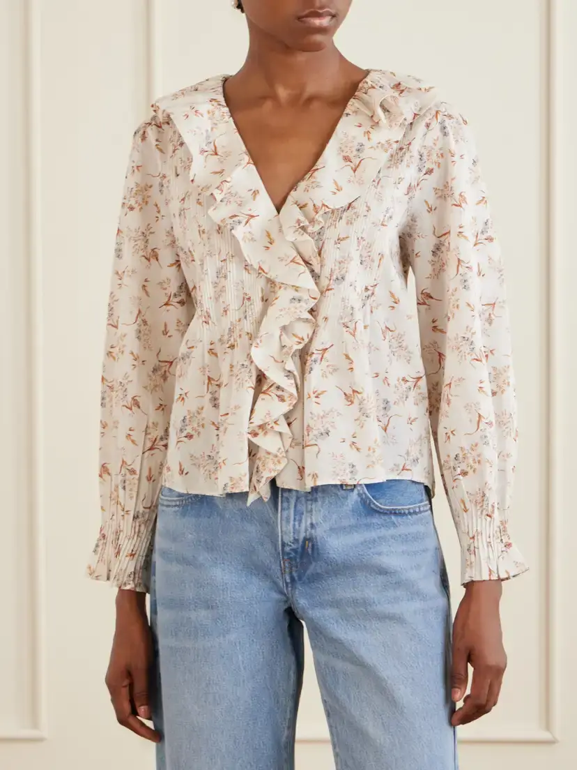DÔEN Hardy Floral-print Shirred Silk Shirt | Thumbnail 3 DÔEN Hardy Floral-print Shirred Silk Shirt | Thumbnail 3