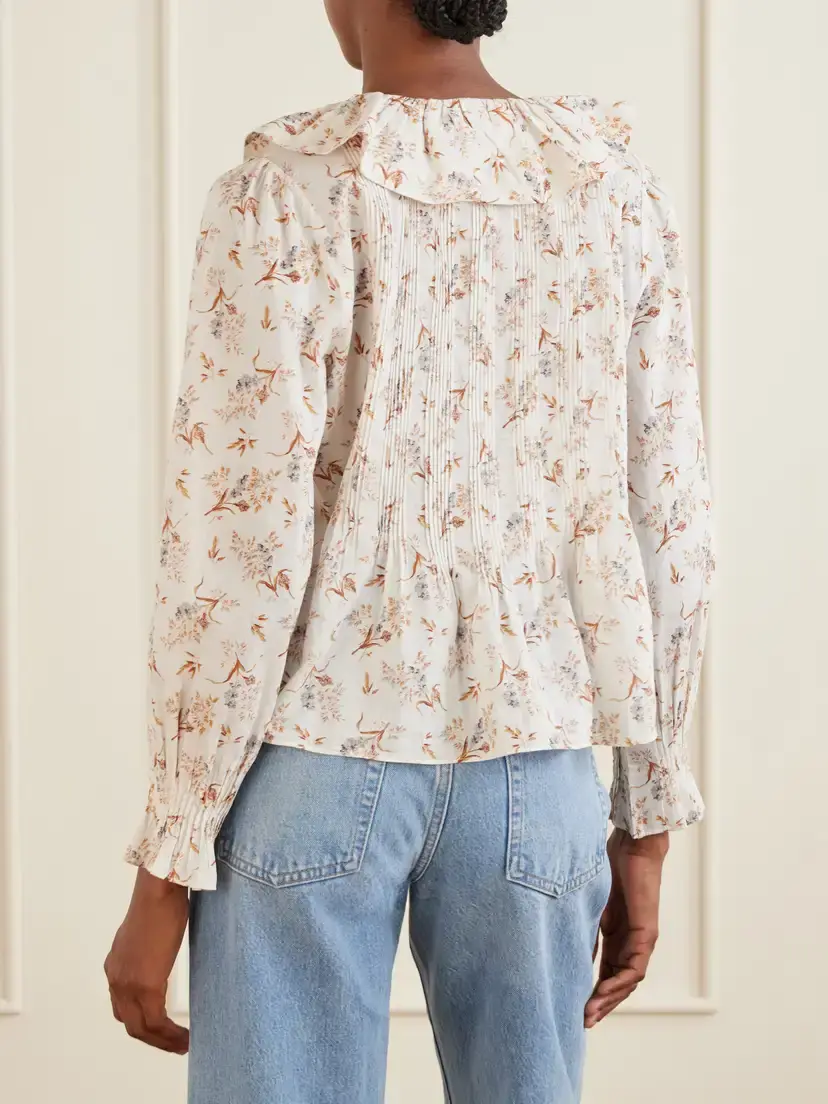 DÔEN Hardy Floral-print Shirred Silk Shirt | Thumbnail 4 DÔEN Hardy Floral-print Shirred Silk Shirt | Thumbnail 4