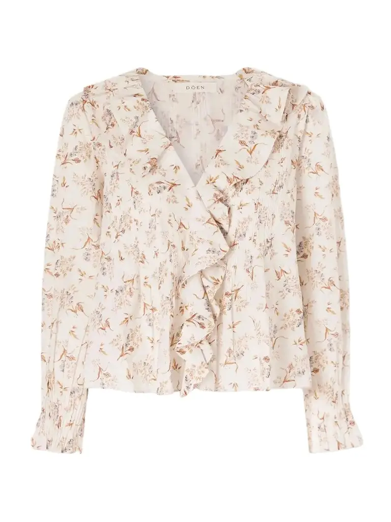 Hardy Floral-print Shirred Silk Shirt