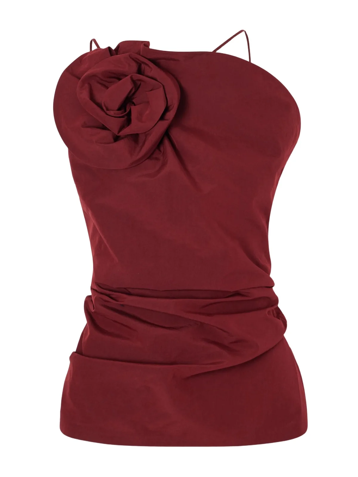 Magda Butrym Floral-appliquéd Cotton And Silk-blend Cami - Burgundy