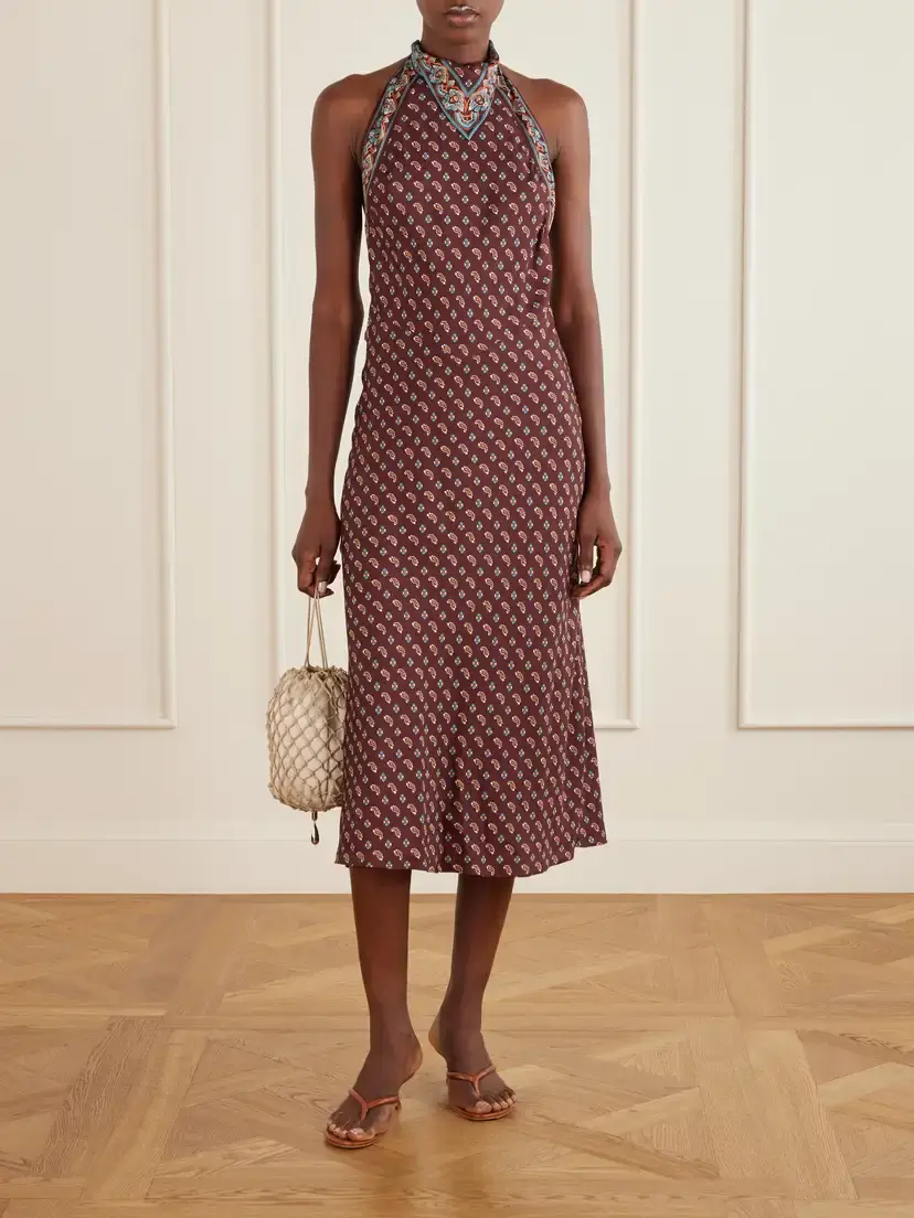 DÔEN Zilda Printed Halterneck Silk-blend Midi Dress | Thumbnail 2 DÔEN Zilda Printed Halterneck Silk-blend Midi Dress | Thumbnail 2