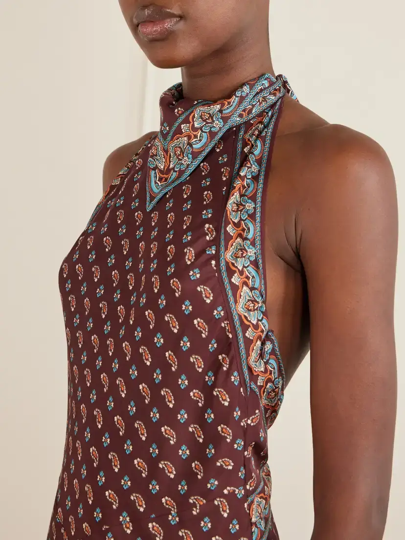 DÔEN Zilda Printed Halterneck Silk-blend Midi Dress | Thumbnail 4 DÔEN Zilda Printed Halterneck Silk-blend Midi Dress | Thumbnail 4