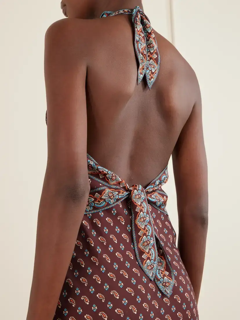 DÔEN Zilda Printed Halterneck Silk-blend Midi Dress | Thumbnail 5 DÔEN Zilda Printed Halterneck Silk-blend Midi Dress | Thumbnail 5