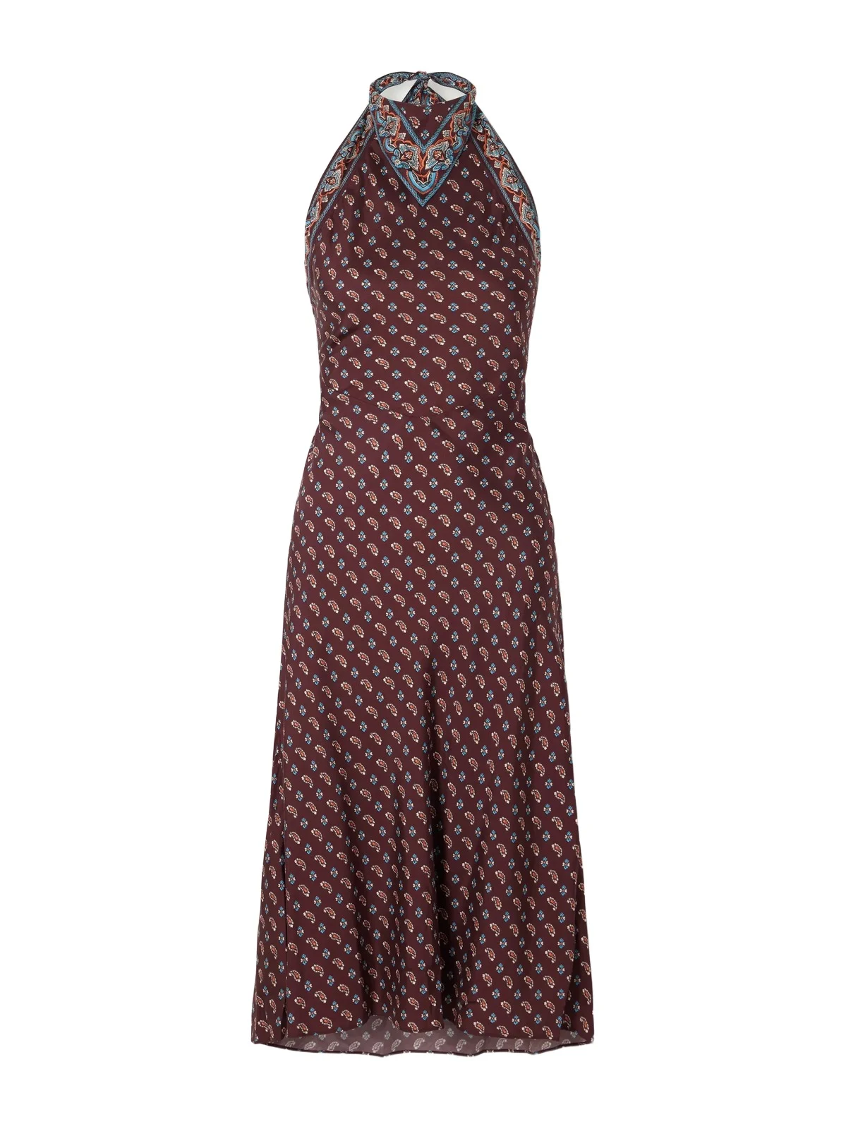 DÔEN Zilda Printed Silk-blend Halterneck Midi Dress