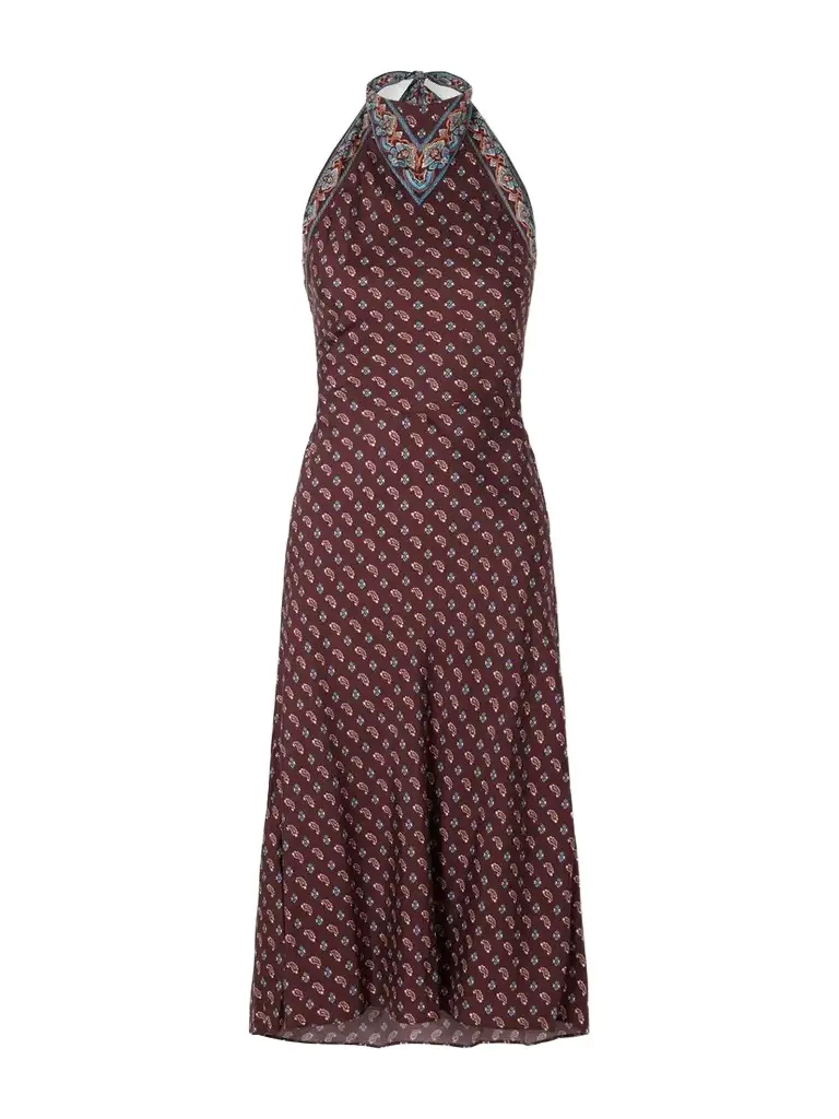 DÔEN Zilda Printed Halterneck Silk-blend Midi Dress