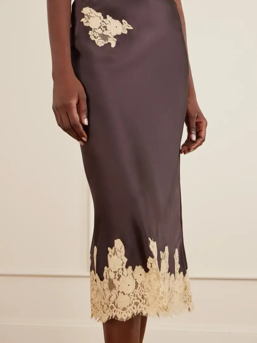 DÔEN Lace-trimmed Silk-satin Midi Skirt | Thumbnail 5 DÔEN Lace-trimmed Silk-satin Midi Skirt | Thumbnail 5