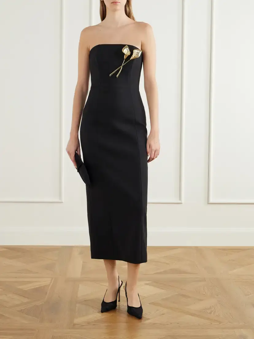 Carolina Herrera Strapless Embellished Wool-blend Gown | Thumbnail 2 Carolina Herrera Strapless Embellished Wool-blend Gown | Thumbnail 2