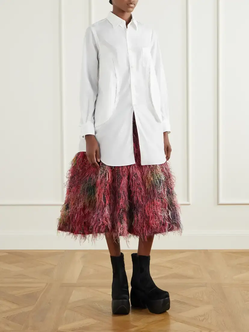 Comme des Garçons Comme des Garçons Textured Fringed Midi Skirt | Thumbnail 2 Comme des Garçons Comme des Garçons Textured Fringed Midi Skirt | Thumbnail 2