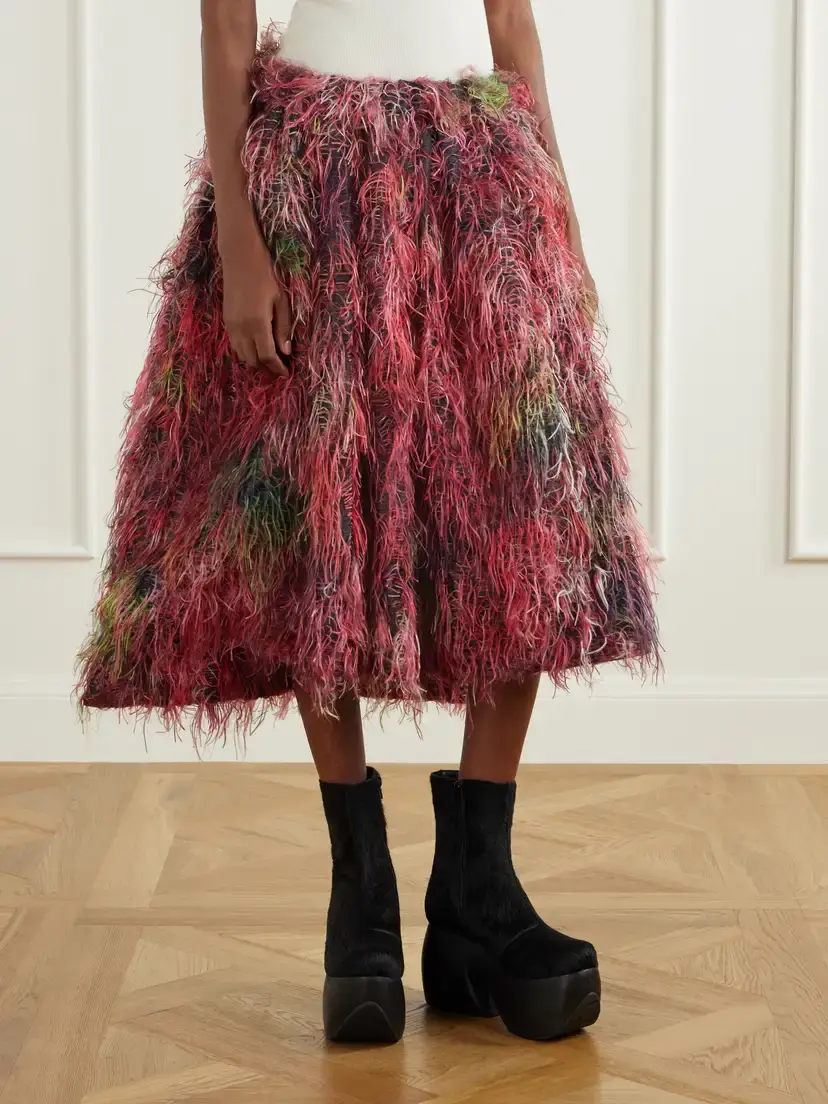 Comme des Garçons Comme des Garçons Textured Fringed Midi Skirt | Thumbnail 3 Comme des Garçons Comme des Garçons Textured Fringed Midi Skirt | Thumbnail 3