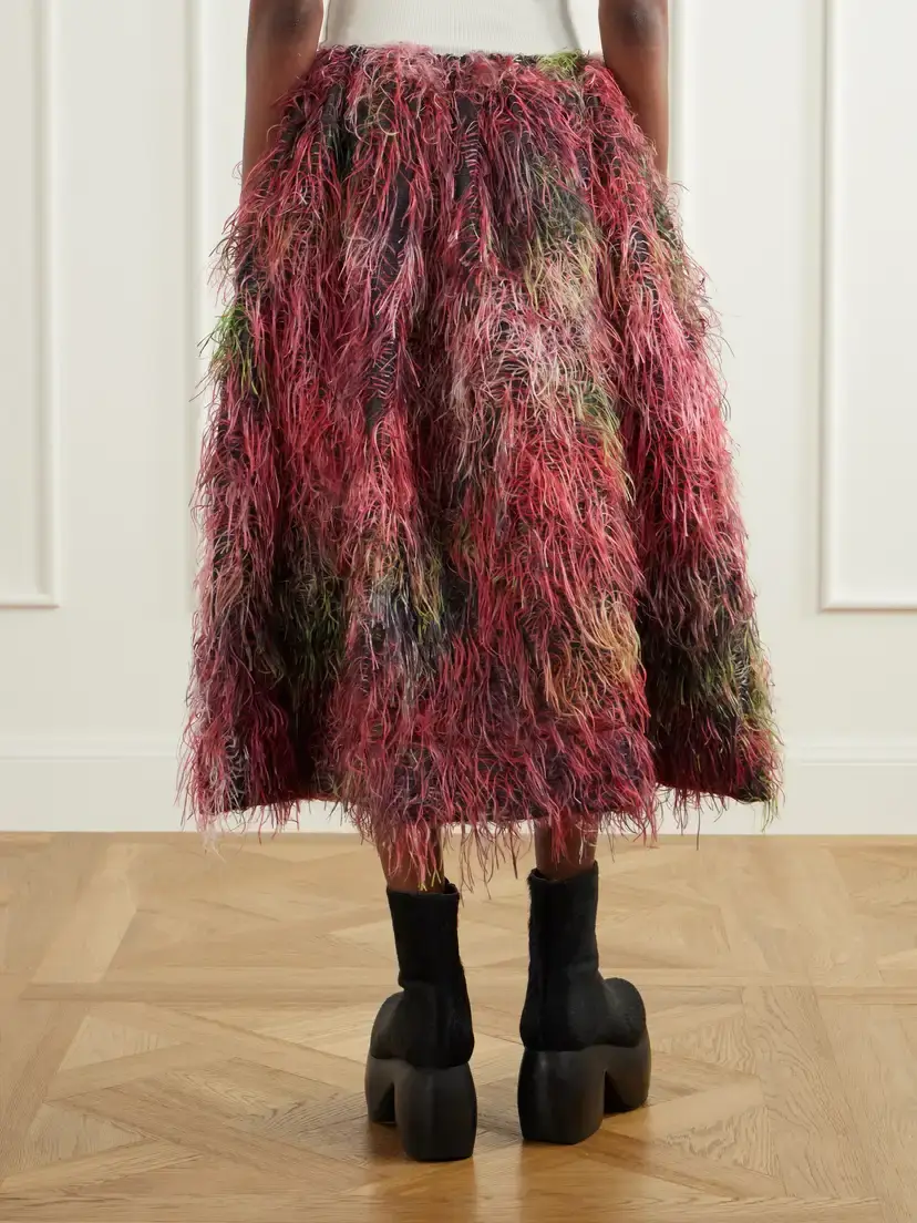 Comme des Garçons Comme des Garçons Textured Fringed Midi Skirt | Thumbnail 4 Comme des Garçons Comme des Garçons Textured Fringed Midi Skirt | Thumbnail 4