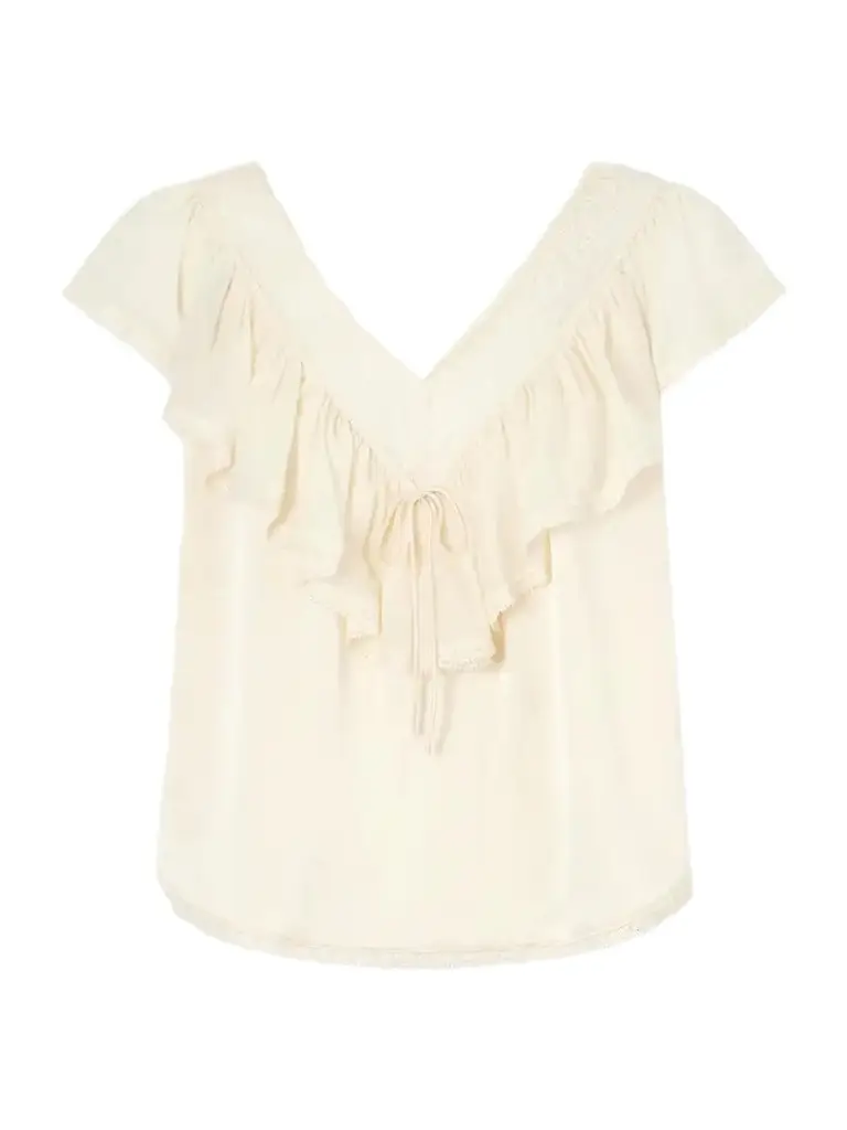 Yadira Ruffled Lace-trimmed Silk Blouse Yadira Ruffled Lace-trimmed Silk Blouse