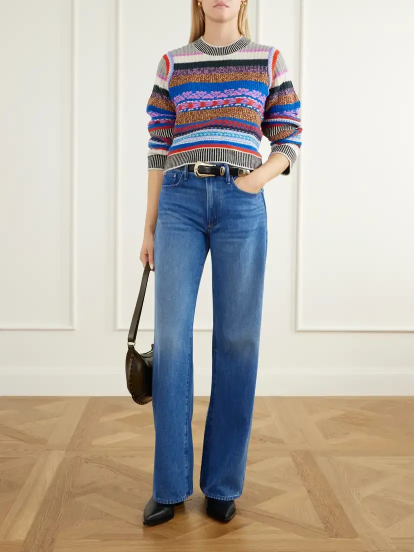 Mother The Extra Crop Striped Alpaca And Wool-blend Sweater - Multi | Thumbnail 2 Mother The Extra Crop Striped Alpaca And Wool-blend Sweater - Multi | Thumbnail 2