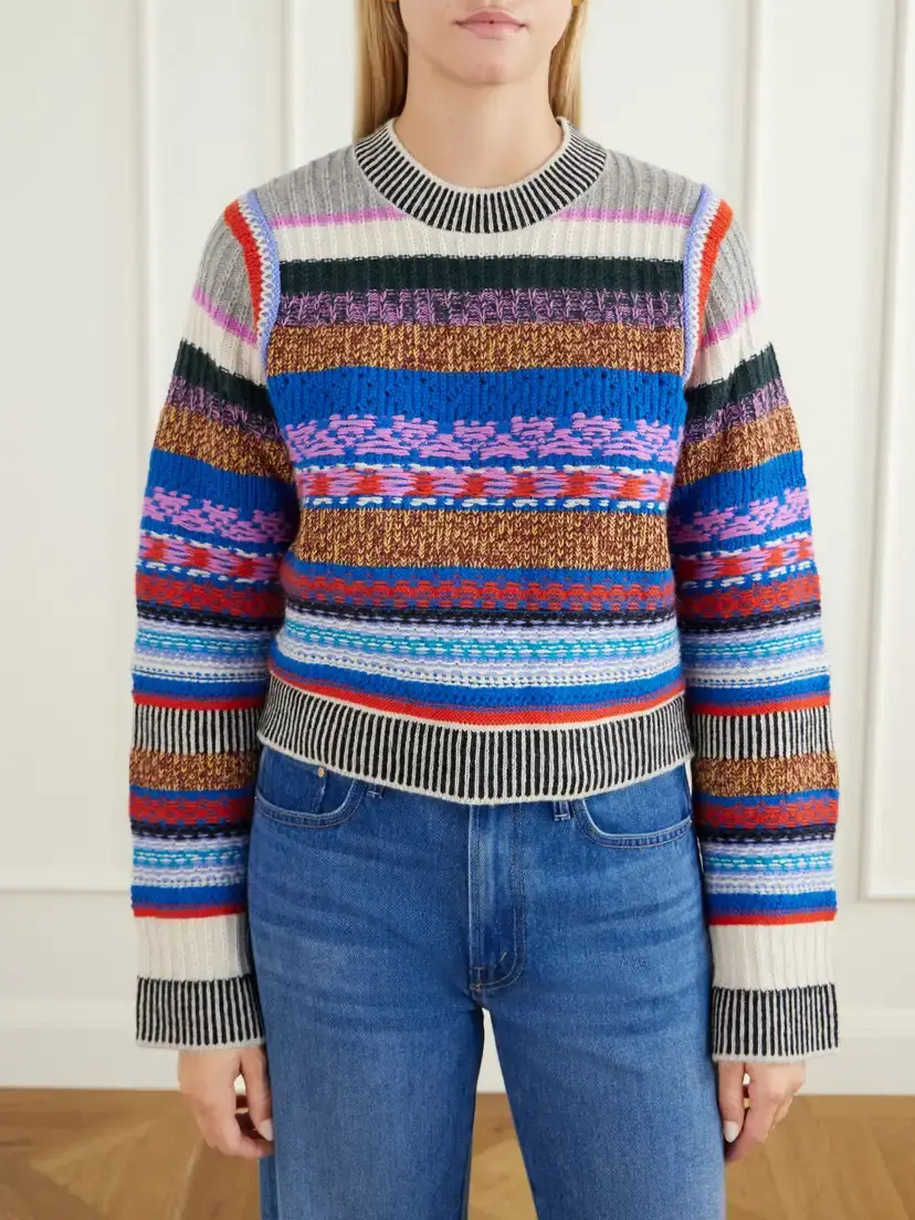 Mother The Extra Crop Striped Alpaca And Wool-blend Sweater - Multi | Thumbnail 3 Mother The Extra Crop Striped Alpaca And Wool-blend Sweater - Multi | Thumbnail 3