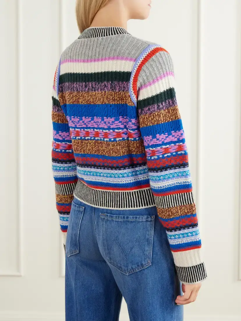 Mother The Extra Crop Striped Alpaca And Wool-blend Sweater - Multi | Thumbnail 4 Mother The Extra Crop Striped Alpaca And Wool-blend Sweater - Multi | Thumbnail 4