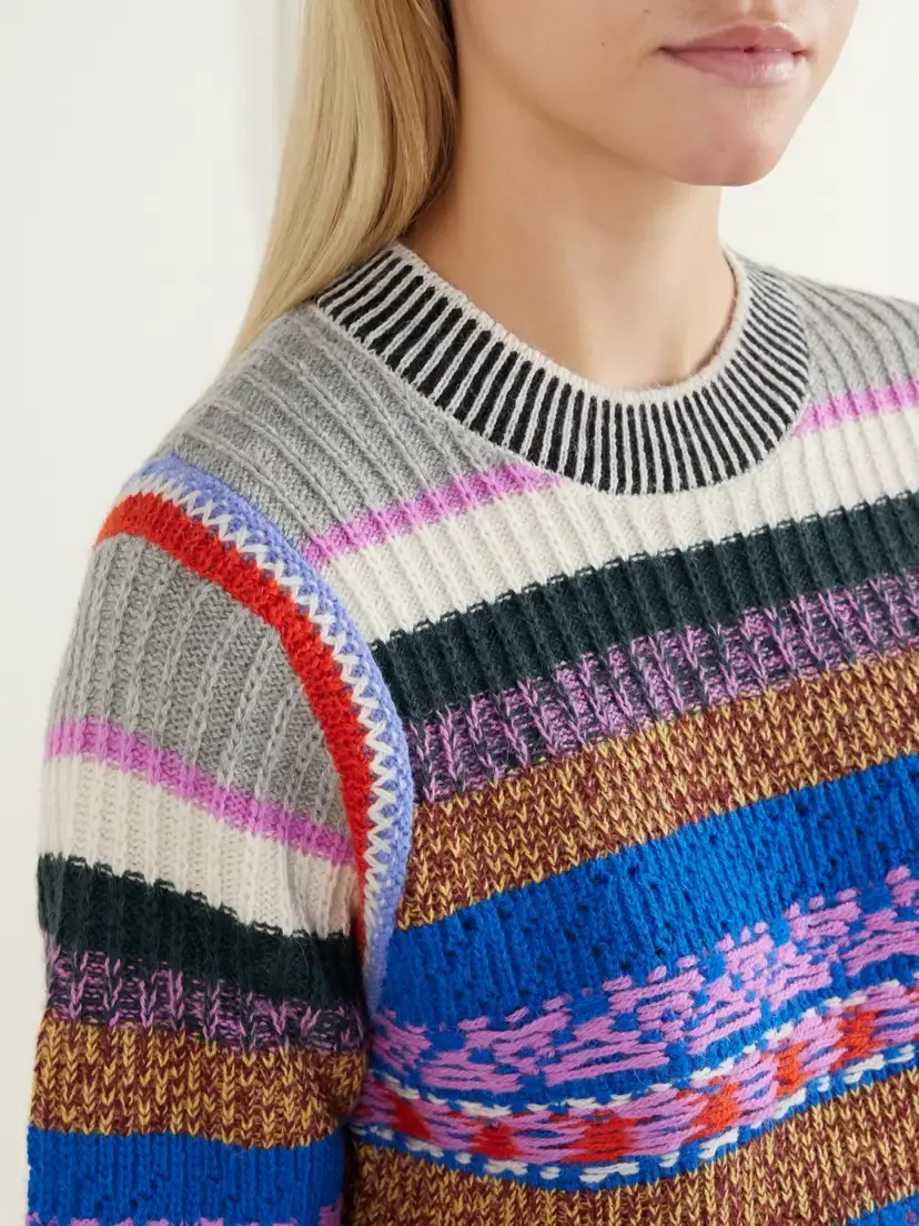 Mother The Extra Crop Striped Alpaca And Wool-blend Sweater - Multi | Thumbnail 5 Mother The Extra Crop Striped Alpaca And Wool-blend Sweater - Multi | Thumbnail 5
