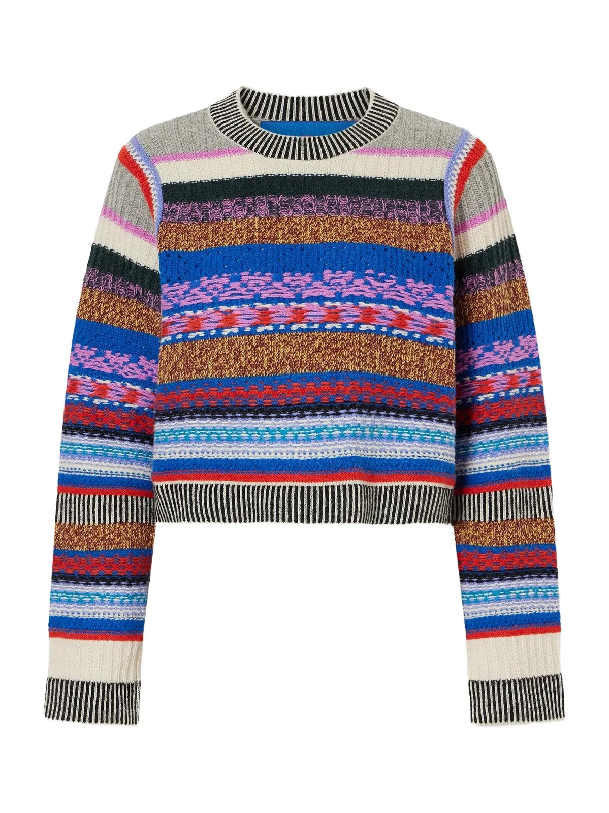The Extra Crop Striped Alpaca And Wool-blend Sweater - Multi