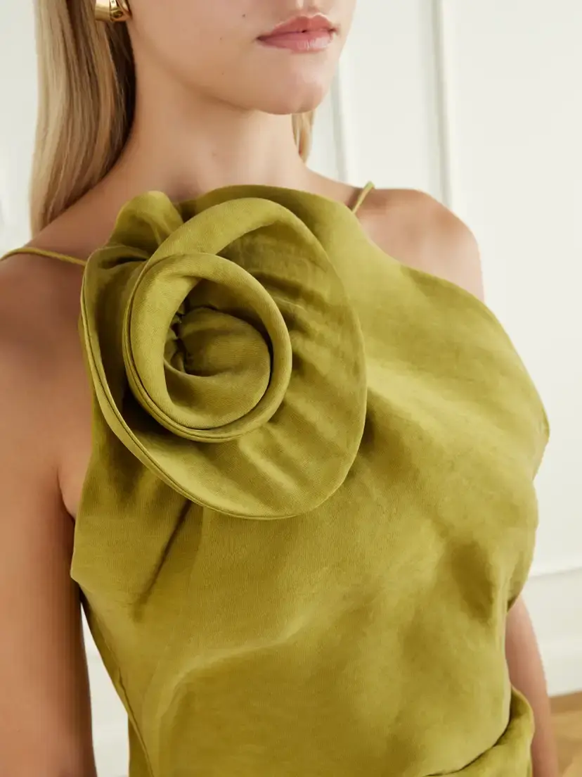 Magda Butrym Appliquéd Gathered Silk-twill Halterneck Mini Dress | Thumbnail 4 Magda Butrym Appliquéd Gathered Silk-twill Halterneck Mini Dress | Thumbnail 4