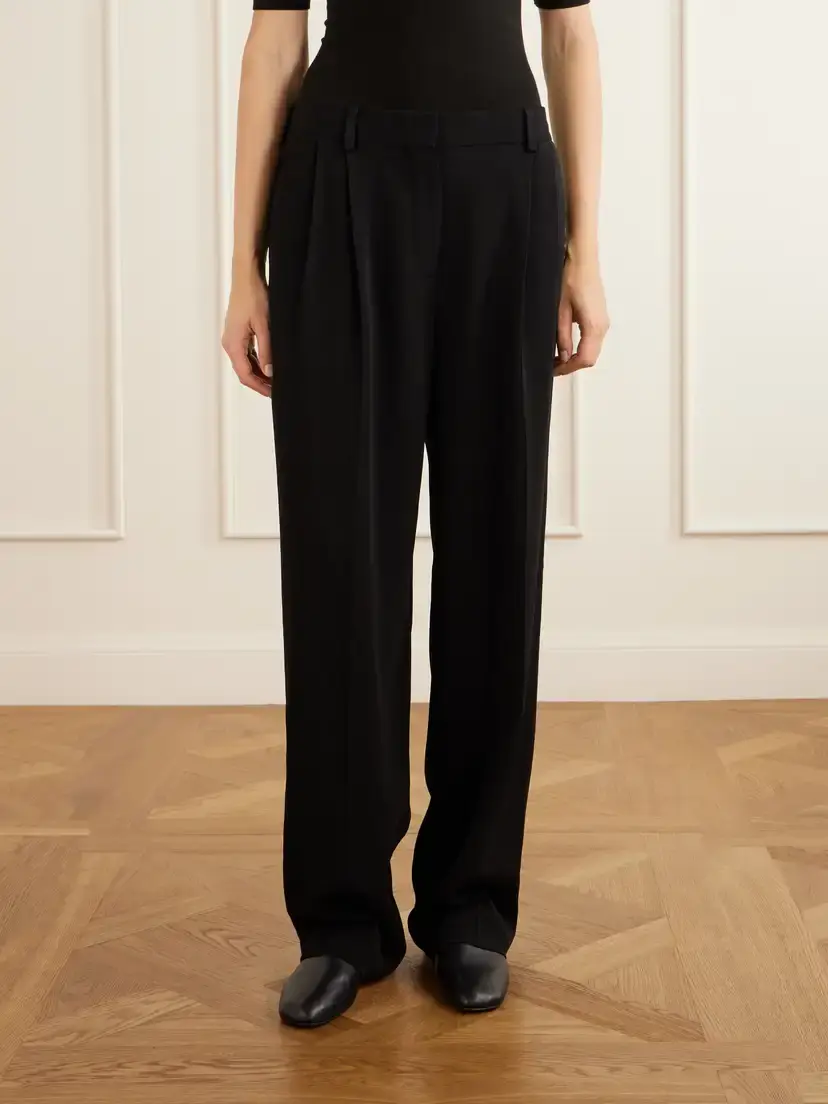 TOTEME Pleated Crepe Wide-leg Pants | Thumbnail 3