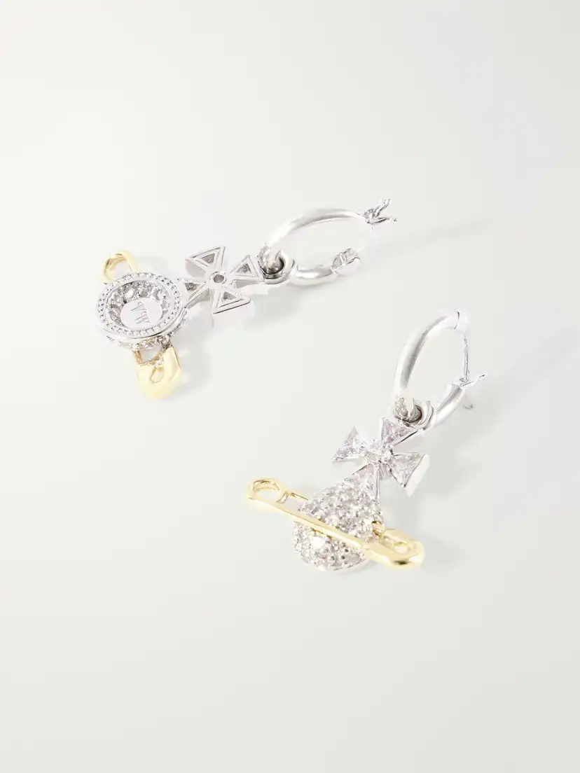 Vivienne Westwood Hectorina Gold And Silver-tone Crystal Earrings | Thumbnail 3 Vivienne Westwood Hectorina Gold And Silver-tone Crystal Earrings | Thumbnail 3