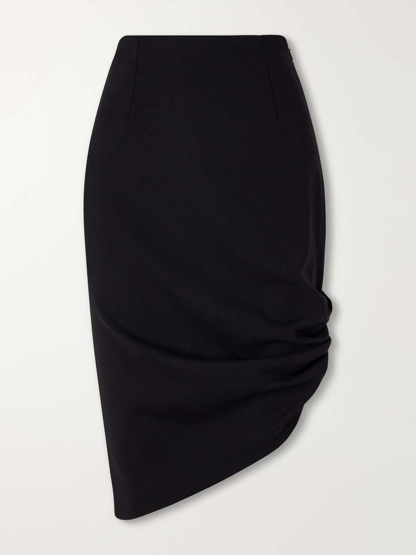 Carolina Herrera Asymmetrical Stretch-wool Midi Skirt