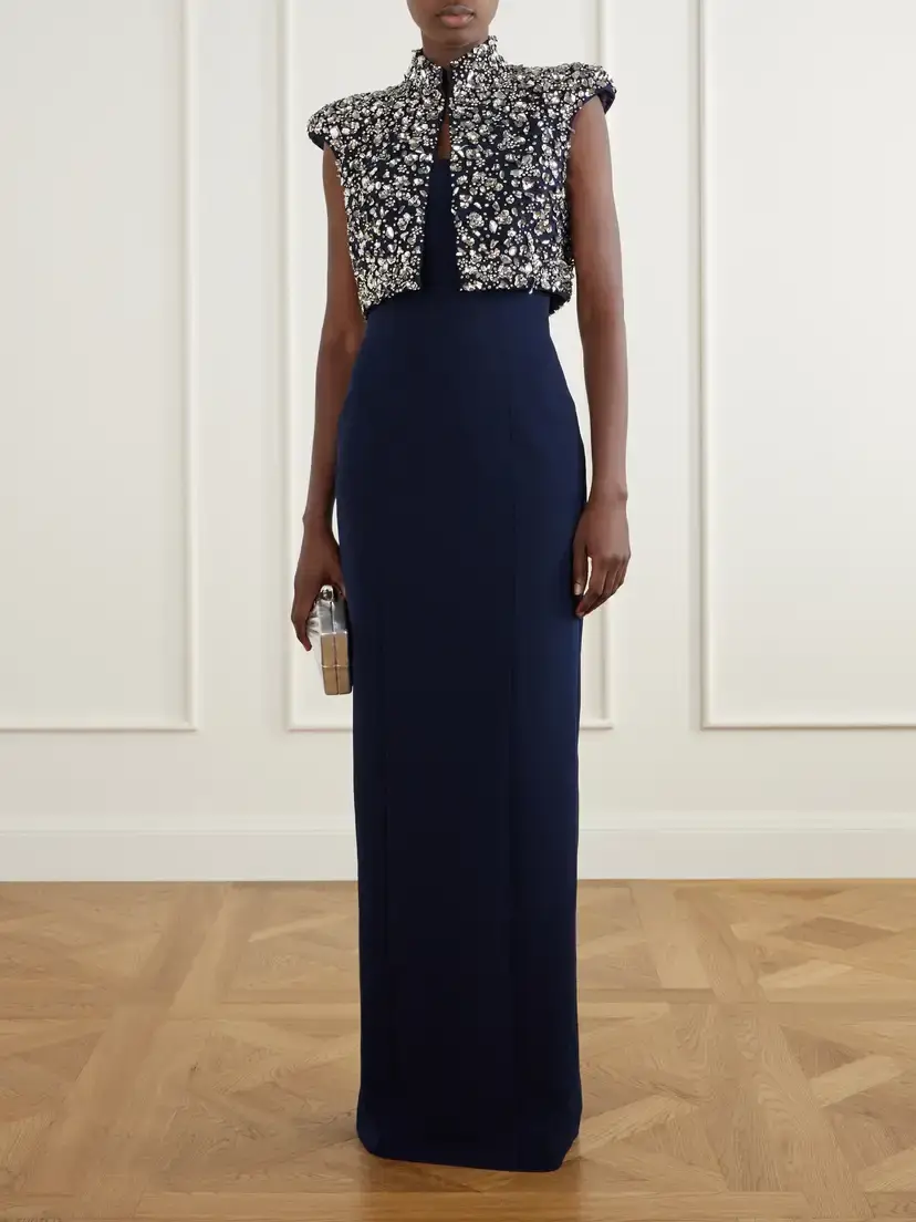 Jenny Packham Super Moon Crystal-embellished Crepe Evening Jacket | Thumbnail 2 Jenny Packham Super Moon Crystal-embellished Crepe Evening Jacket | Thumbnail 2