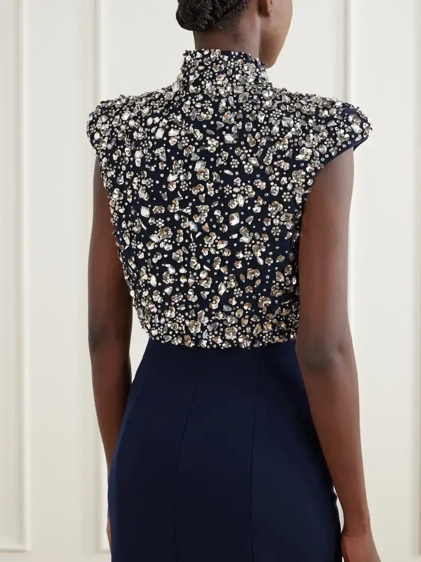 Jenny Packham Super Moon Crystal-embellished Crepe Evening Jacket | Thumbnail 4 Jenny Packham Super Moon Crystal-embellished Crepe Evening Jacket | Thumbnail 4