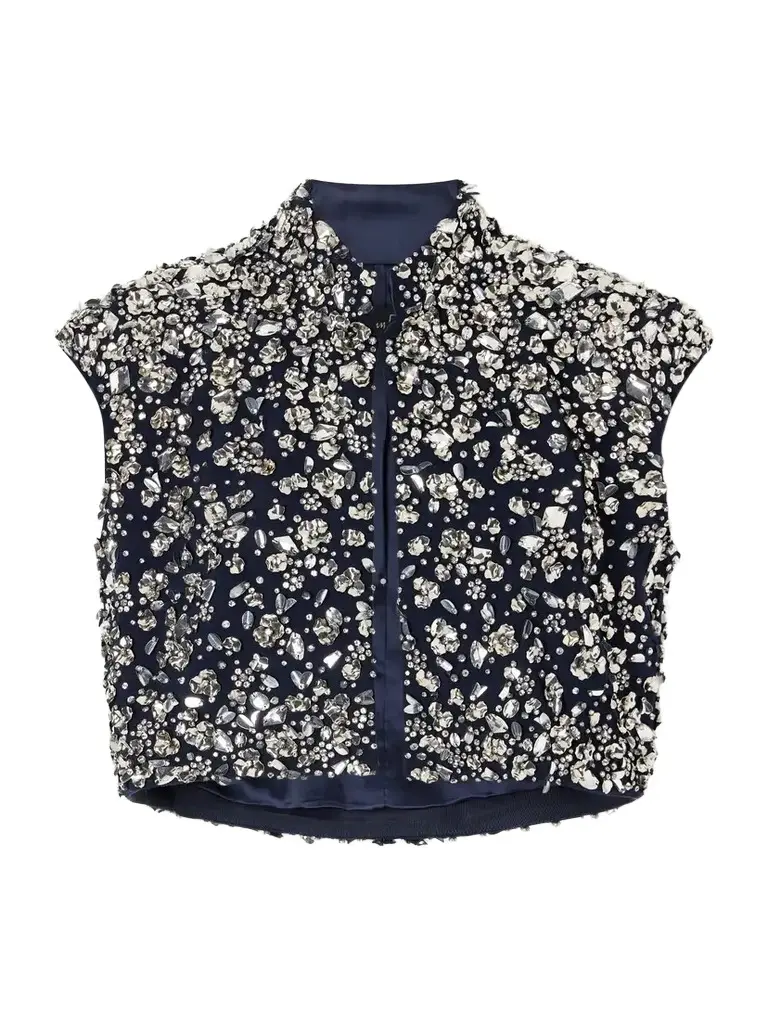 Jenny Packham Super Moon Crystal-embellished Crepe Evening Jacket