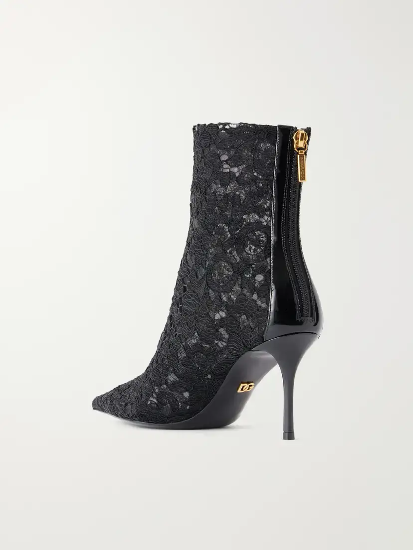 Dolce & Gabbana Lollo Leather-trimmed Lace Ankle Boots | Thumbnail 3 Dolce & Gabbana Lollo Leather-trimmed Lace Ankle Boots | Thumbnail 3