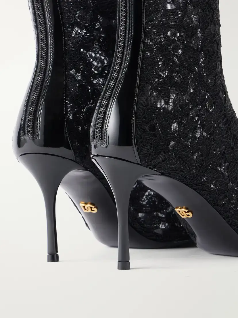 Dolce & Gabbana Lollo Leather-trimmed Lace Ankle Boots | Thumbnail 5 Dolce & Gabbana Lollo Leather-trimmed Lace Ankle Boots | Thumbnail 5