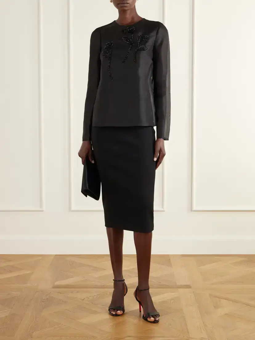 Carolina Herrera Sequin-embellished Embroidered Silk-organza Blouse | Thumbnail 2