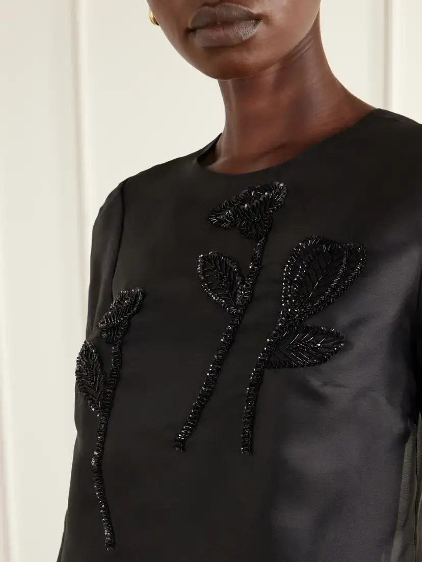 Carolina Herrera Sequin-embellished Embroidered Silk-organza Blouse | Thumbnail 4